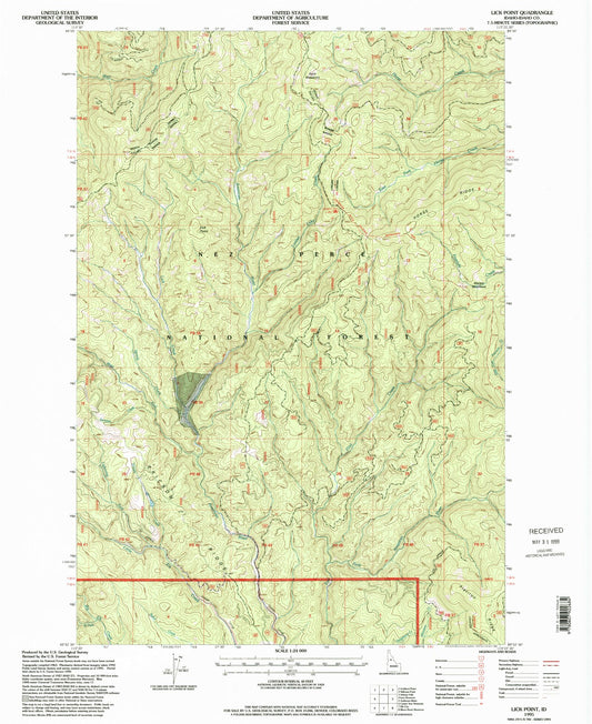 Classic USGS Lick Point Idaho 7.5'x7.5' Topo Map Image