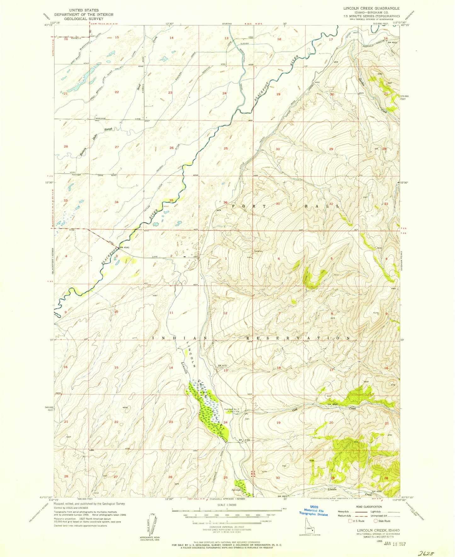 Classic USGS Lincoln Creek Idaho 7.5'x7.5' Topo Map Image