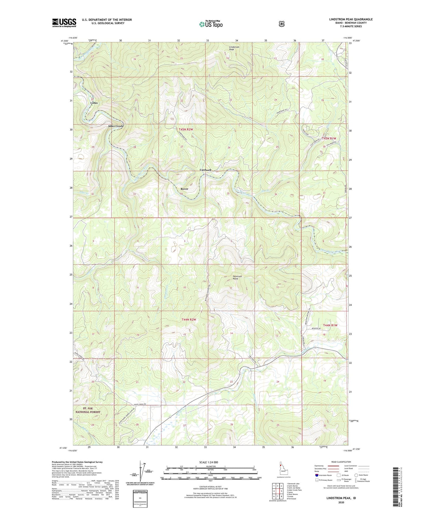 Lindstrom Peak Idaho US Topo Map Image