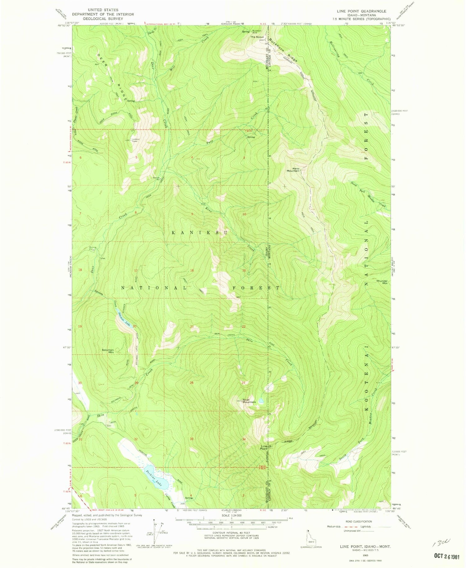 Classic USGS Line Point Idaho 7.5'x7.5' Topo Map Image