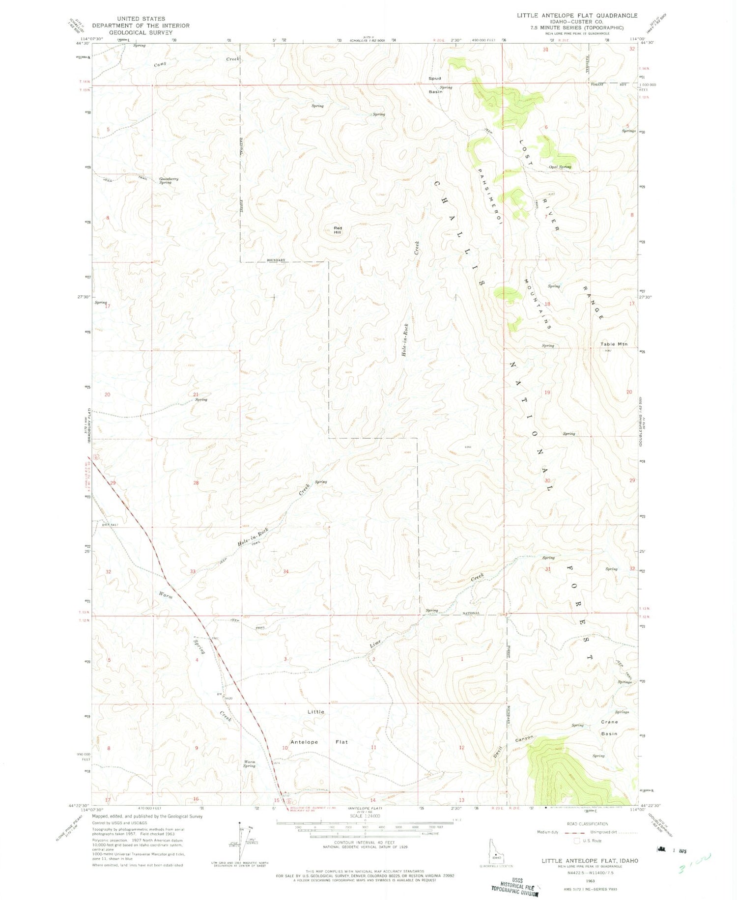 Classic USGS Little Antelope Flat Idaho 7.5'x7.5' Topo Map Image