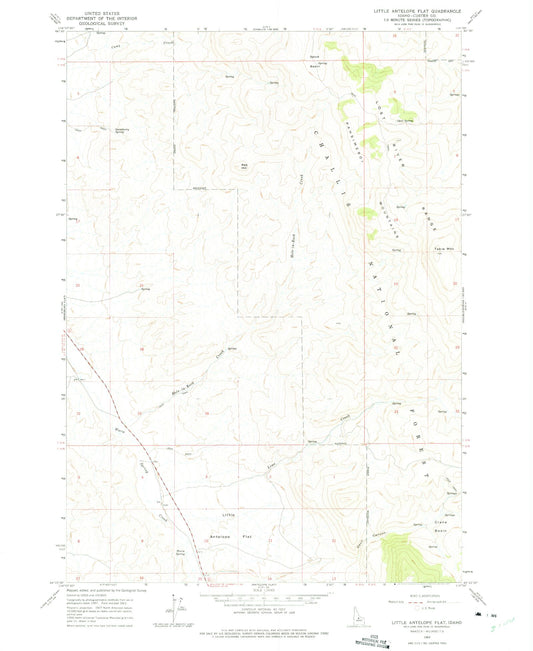 Classic USGS Little Antelope Flat Idaho 7.5'x7.5' Topo Map Image