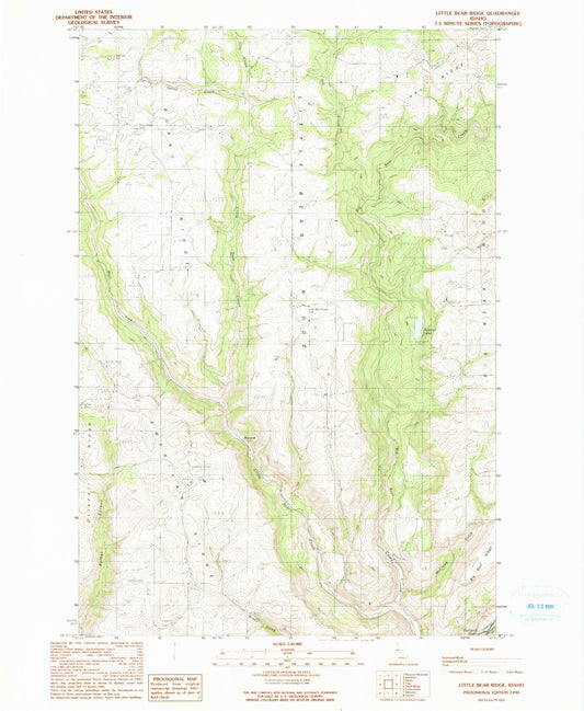 Classic USGS Little Bear Ridge Idaho 7.5'x7.5' Topo Map Image