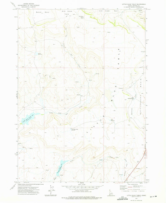 Classic USGS Little Blue Table Idaho 7.5'x7.5' Topo Map Image