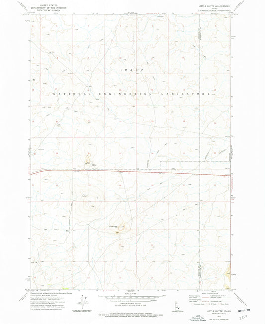 Classic USGS Little Butte Idaho 7.5'x7.5' Topo Map Image