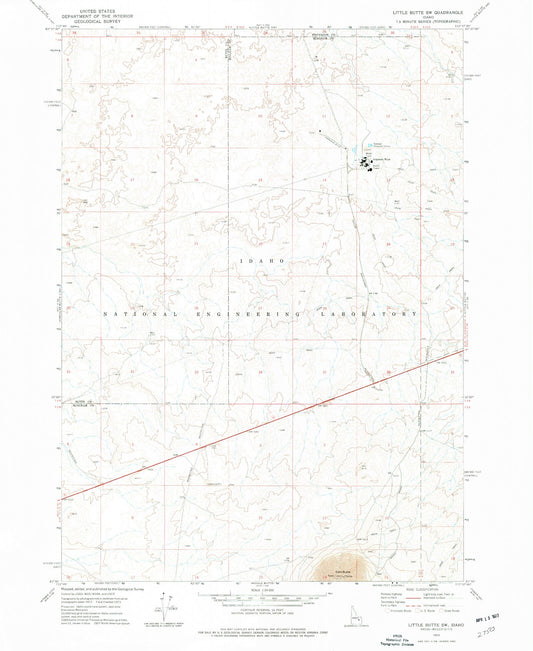 Classic USGS Little Butte SW Idaho 7.5'x7.5' Topo Map Image