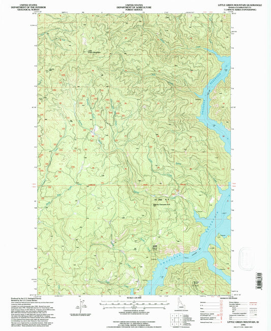 Classic USGS Little Green Mountain Idaho 7.5'x7.5' Topo Map Image