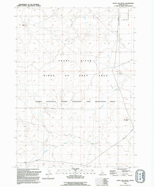 Classic USGS Little Joe Butte Idaho 7.5'x7.5' Topo Map Image