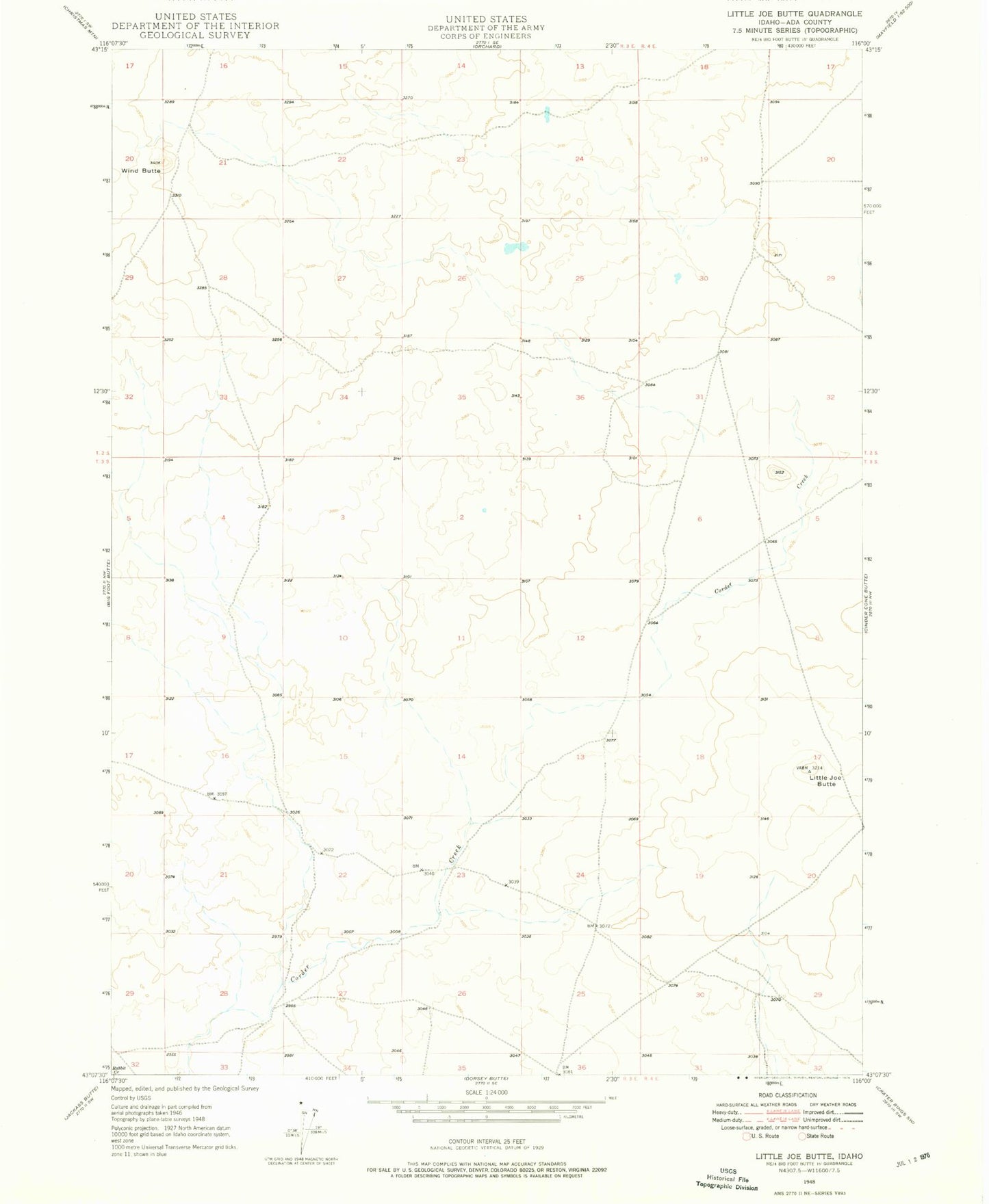 Classic USGS Little Joe Butte Idaho 7.5'x7.5' Topo Map Image