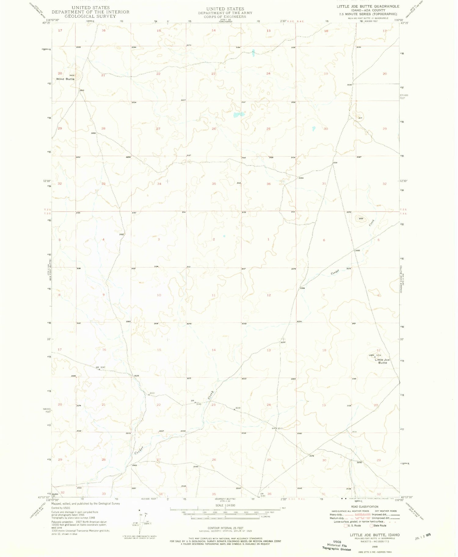 Classic USGS Little Joe Butte Idaho 7.5'x7.5' Topo Map Image