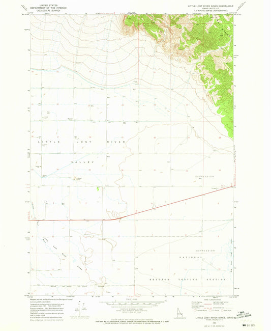Classic USGS Little Lost River Sinks Idaho 7.5'x7.5' Topo Map Image