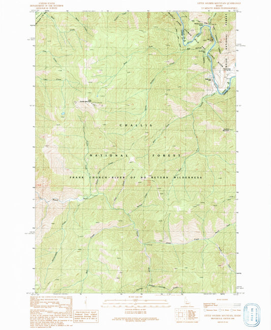 Classic USGS Little Soldier Mountain Idaho 7.5'x7.5' Topo Map Image
