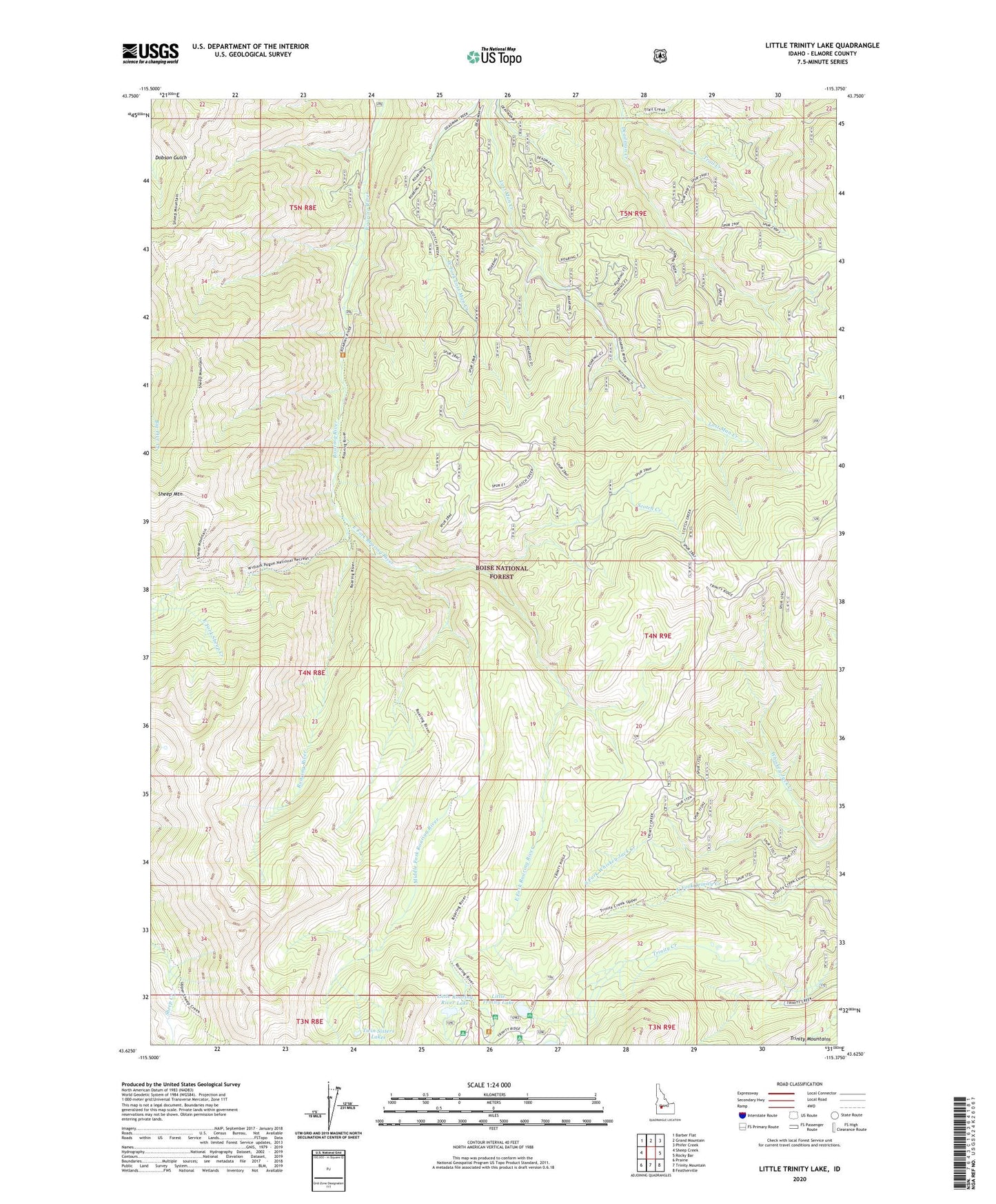 Little Trinity Lake Idaho US Topo Map Image