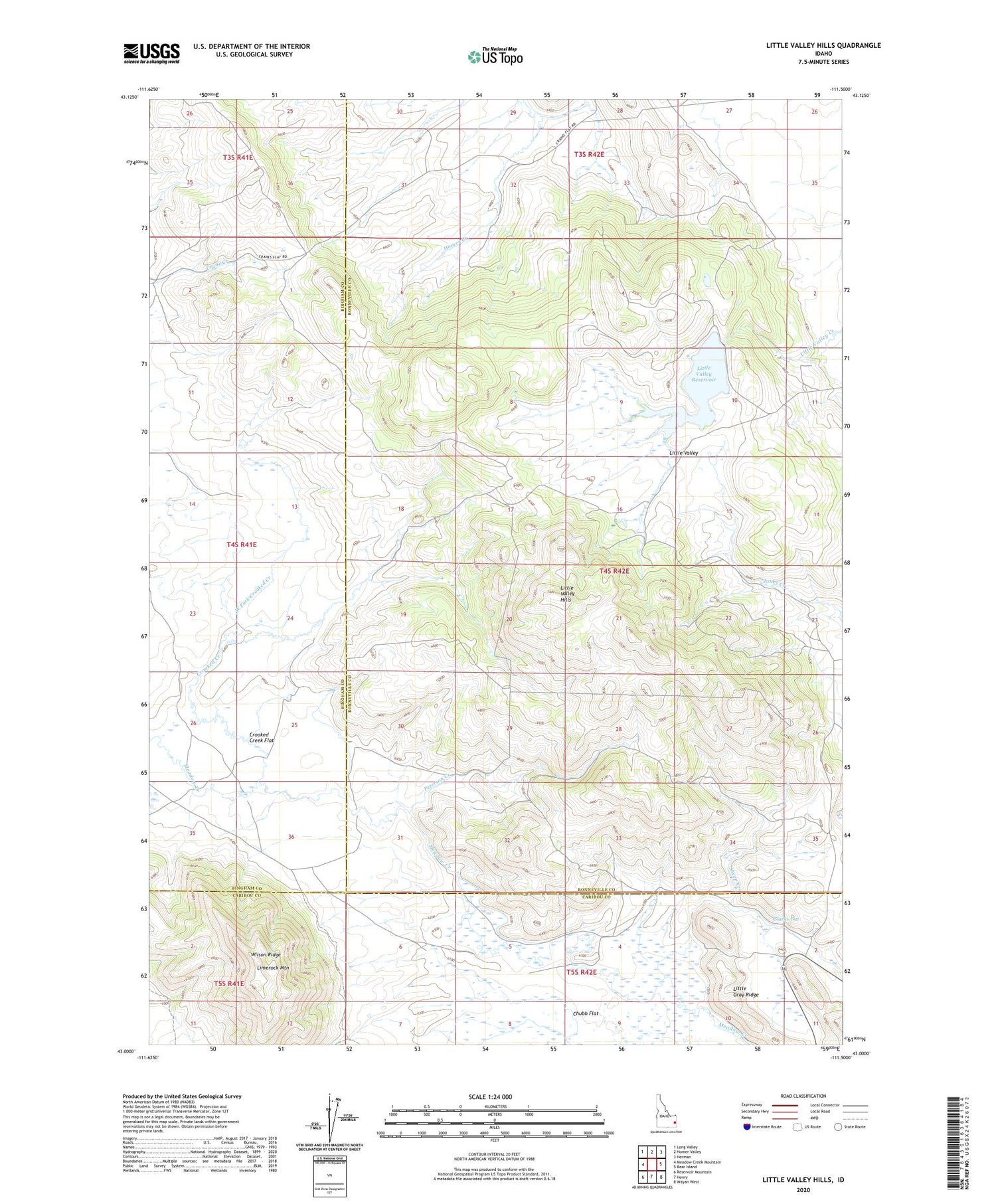 Little Valley Hills Idaho US Topo Map Image