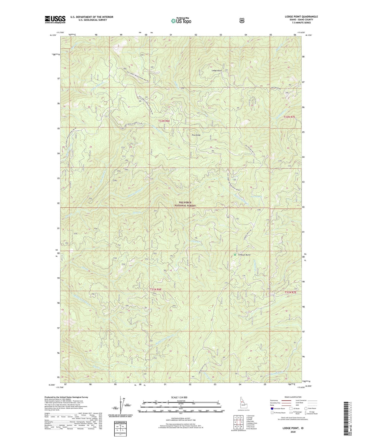 Lodge Point Idaho US Topo Map Image