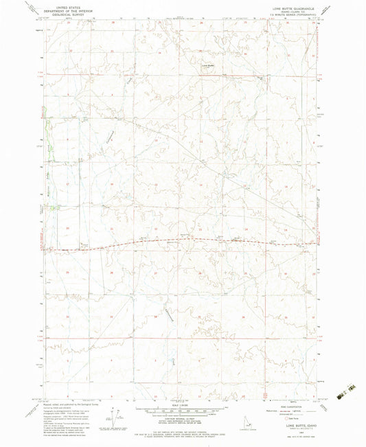 Classic USGS Lone Butte Idaho 7.5'x7.5' Topo Map Image