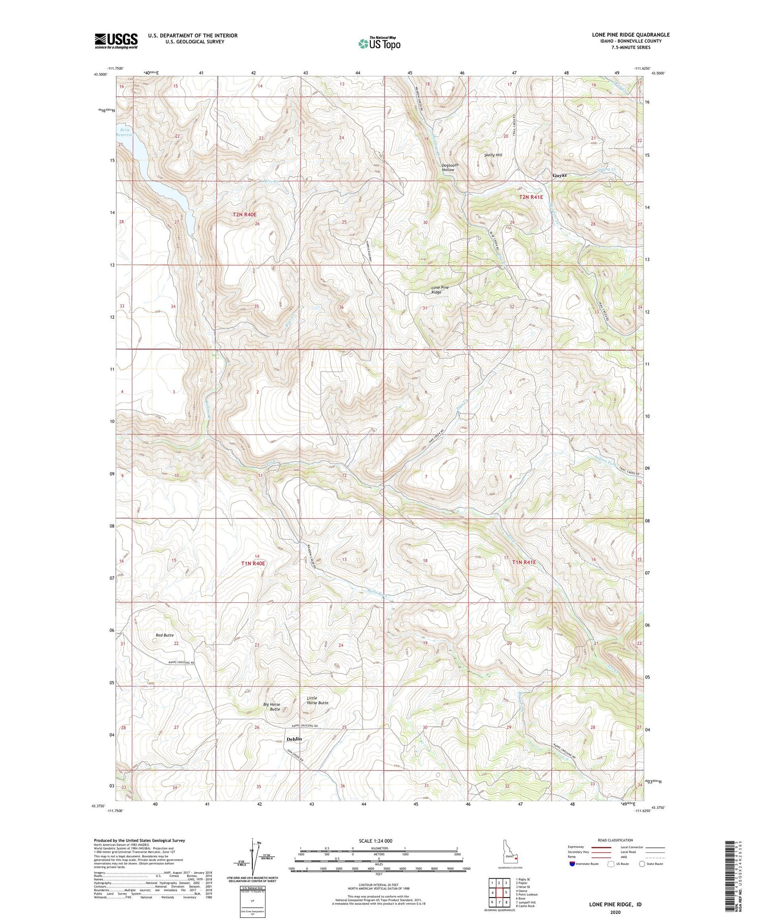 Lone Pine Ridge Idaho US Topo Map Image