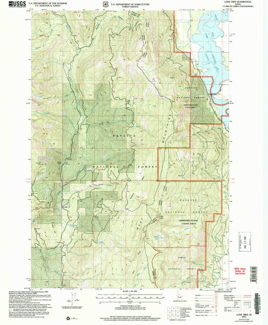 Classic USGS Lone Tree Idaho 7.5'x7.5' Topo Map Image