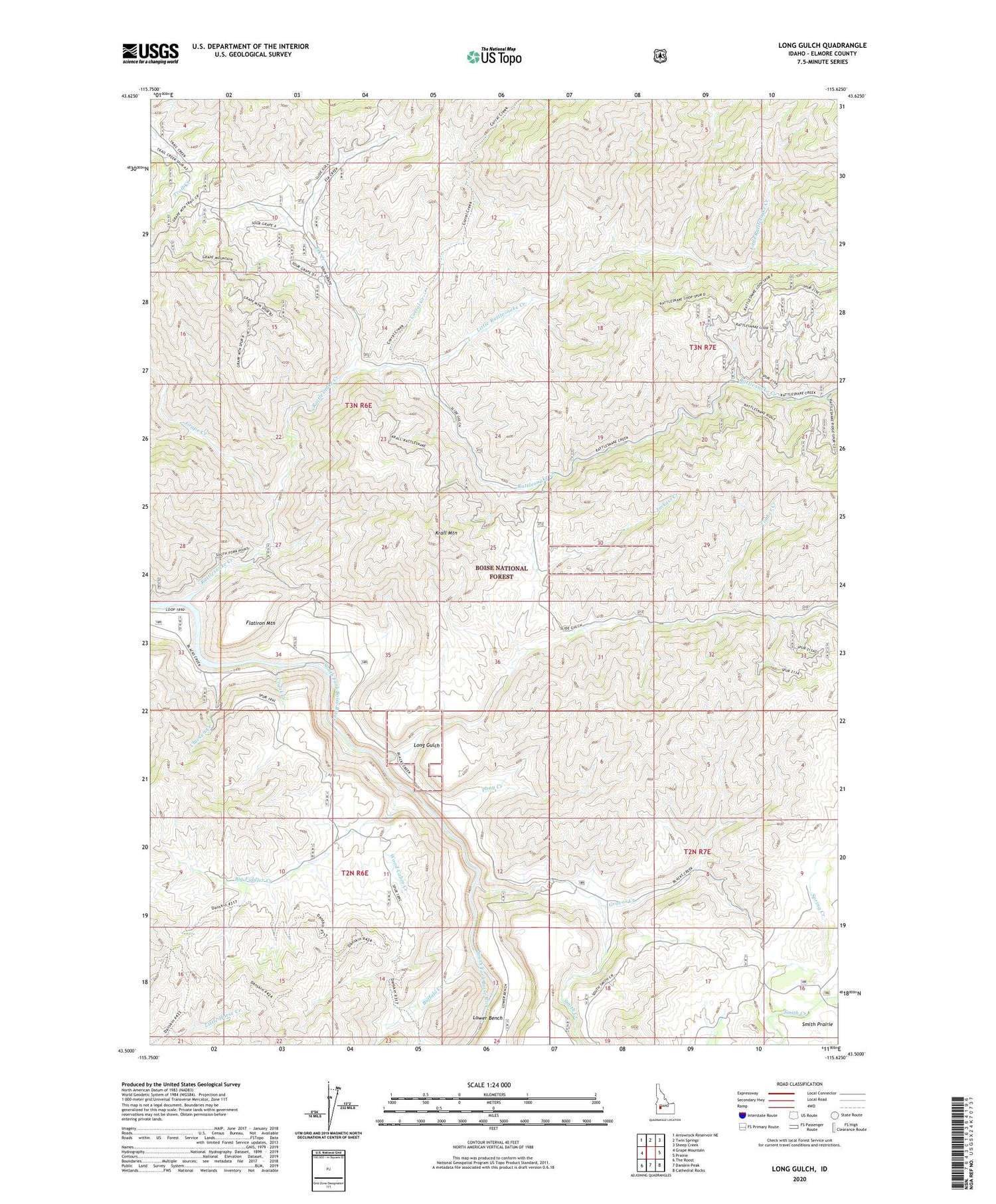 Long Gulch Idaho US Topo Map Image