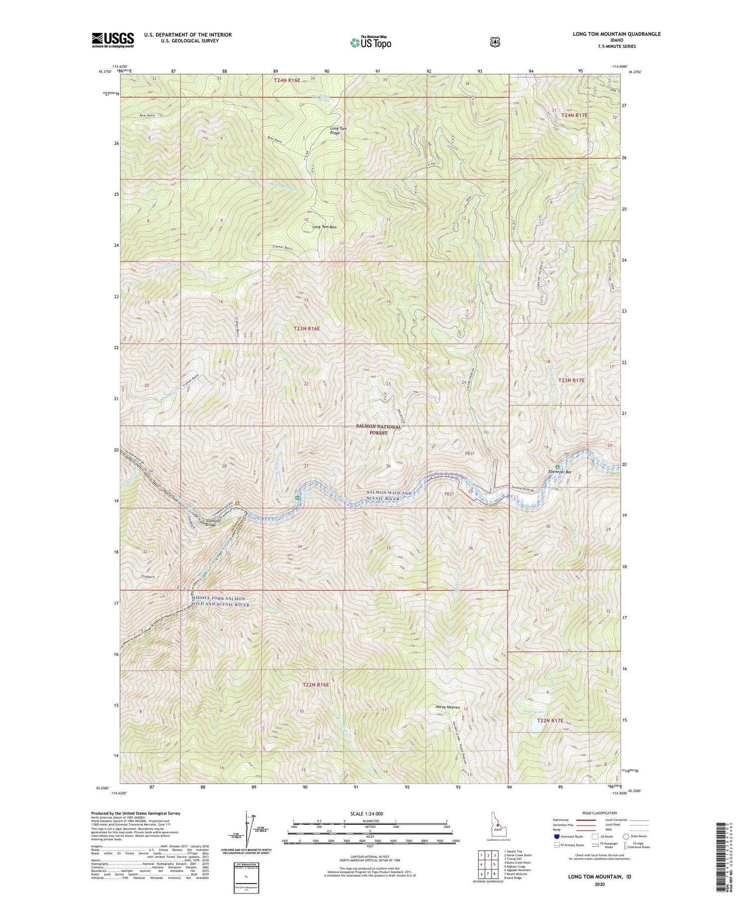 Long Tom Mountain Idaho US Topo Map Image