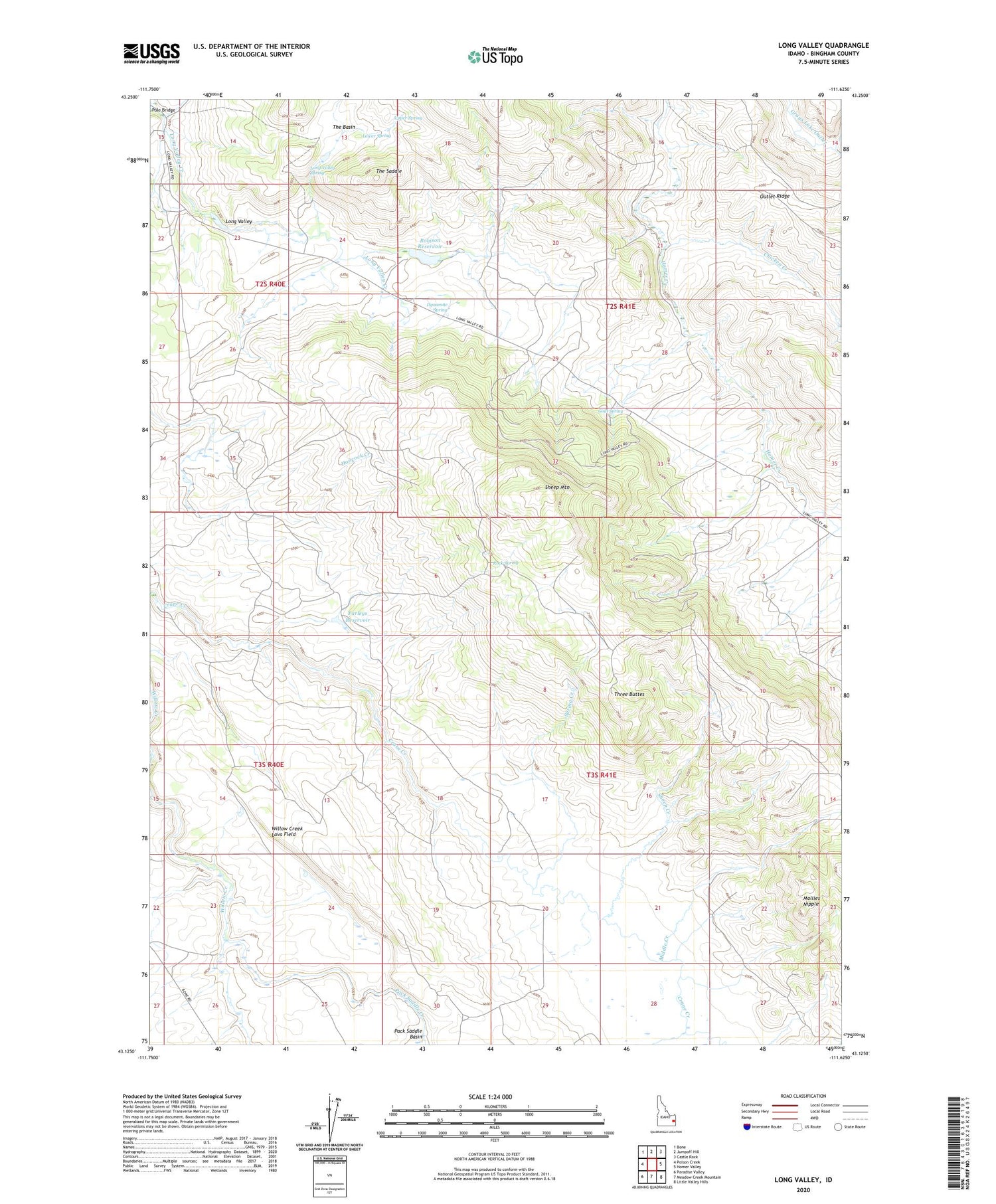 Long Valley Idaho US Topo Map Image