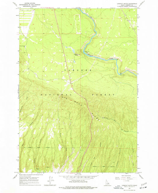 Classic USGS Lookout Butte Idaho 7.5'x7.5' Topo Map Image