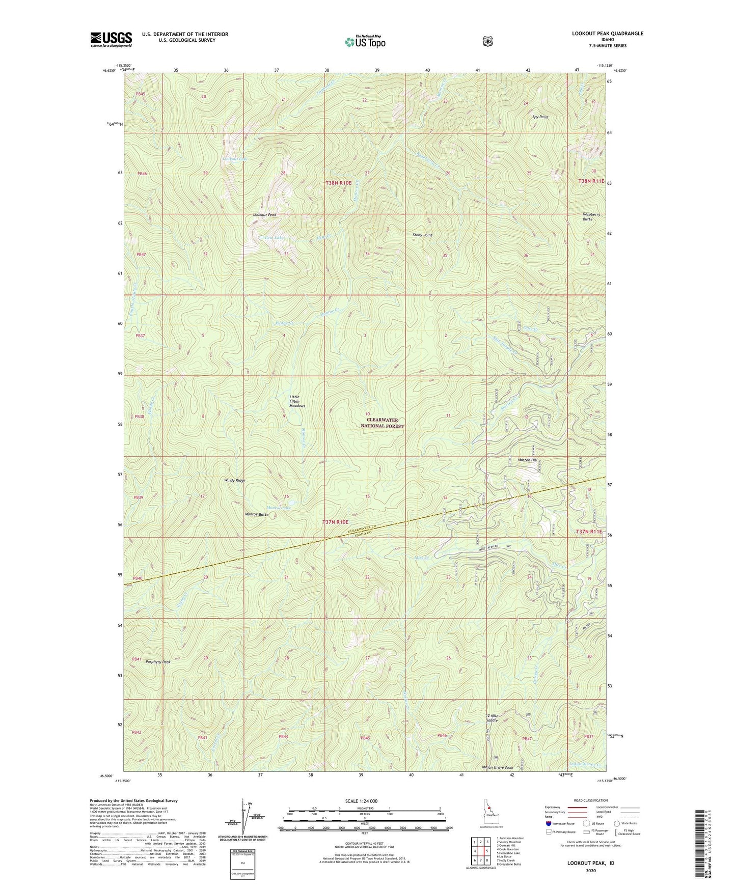 Lookout Peak Idaho US Topo Map Image