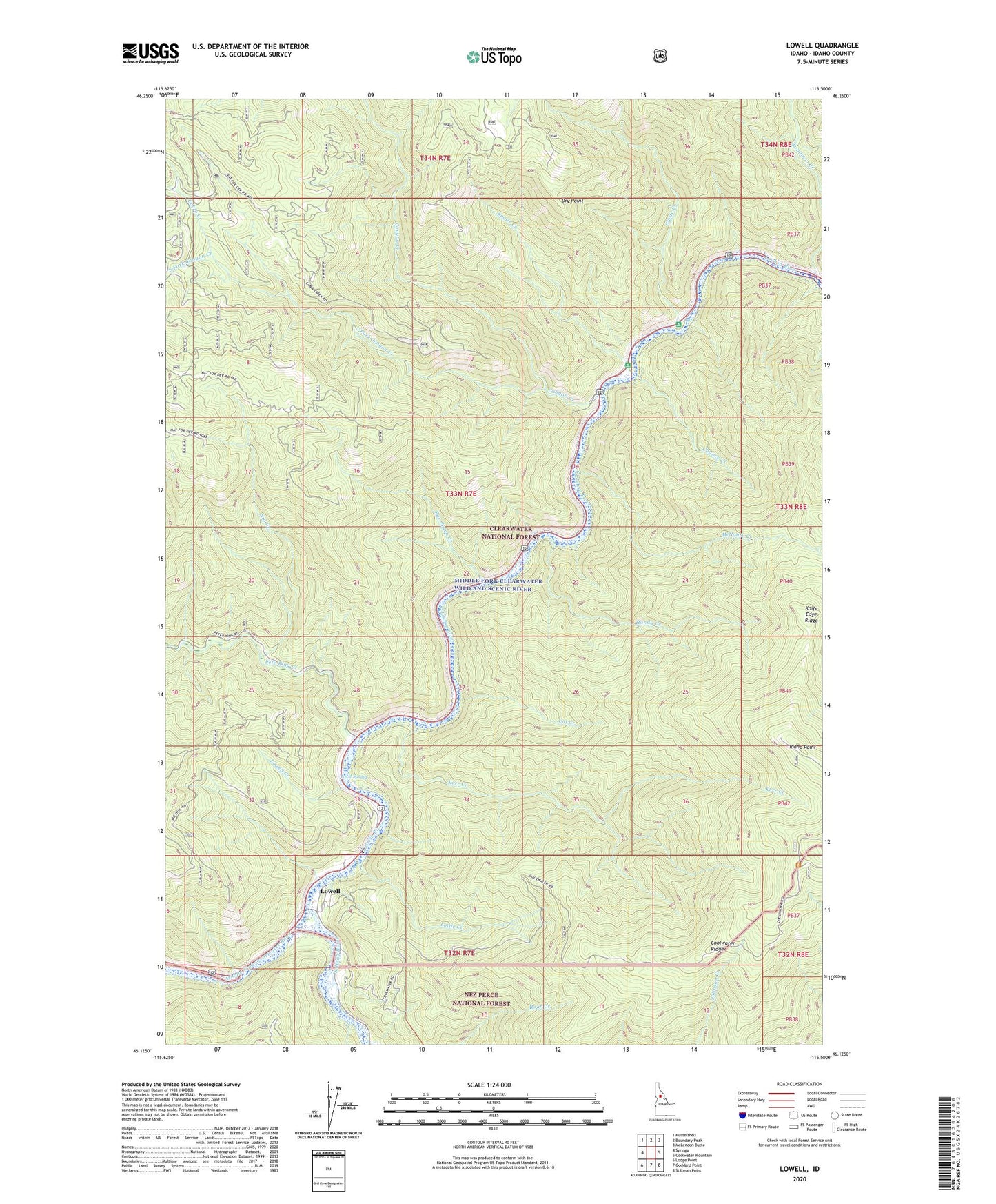 Lowell Idaho US Topo Map Image