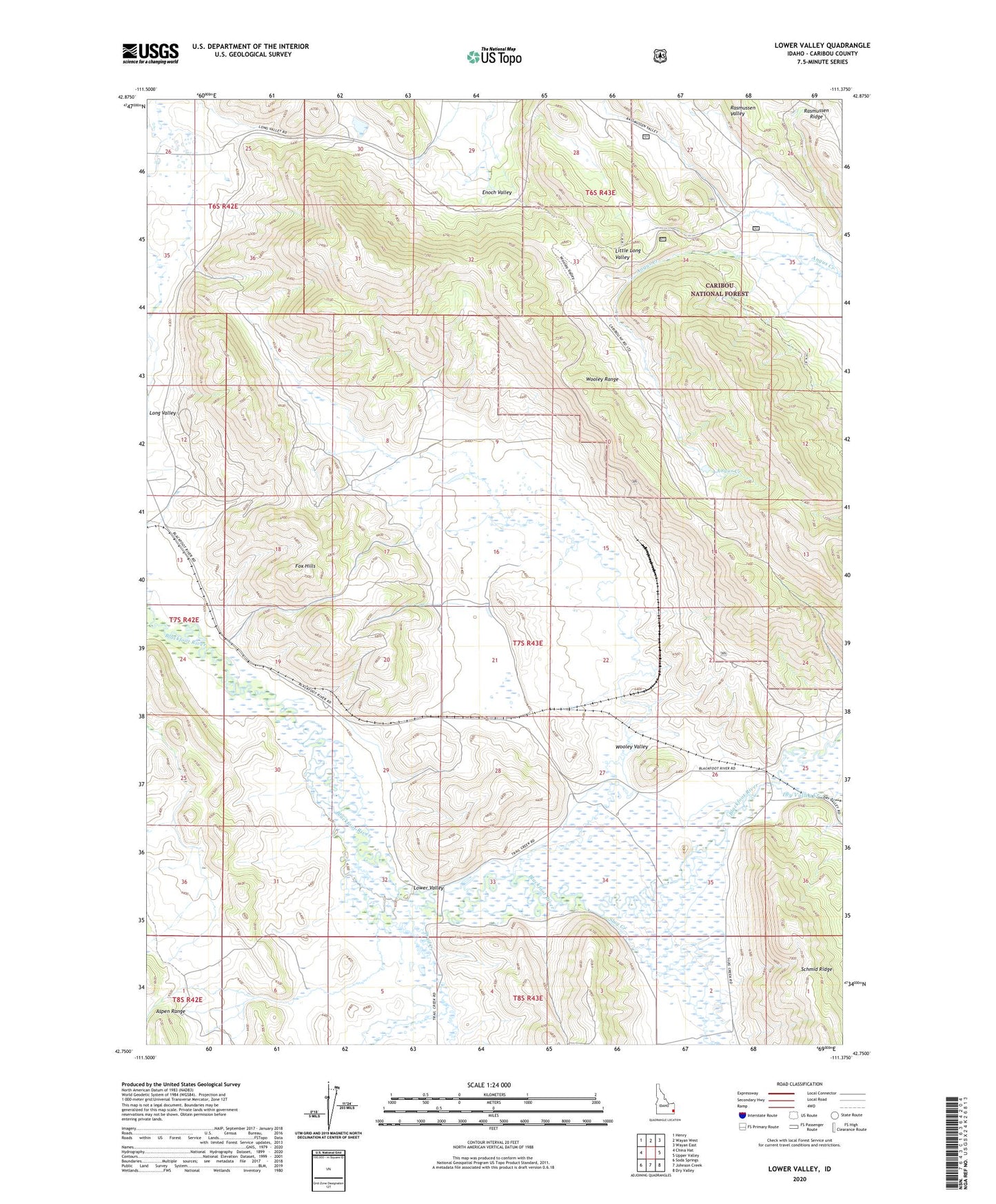 Lower Valley Idaho US Topo Map Image