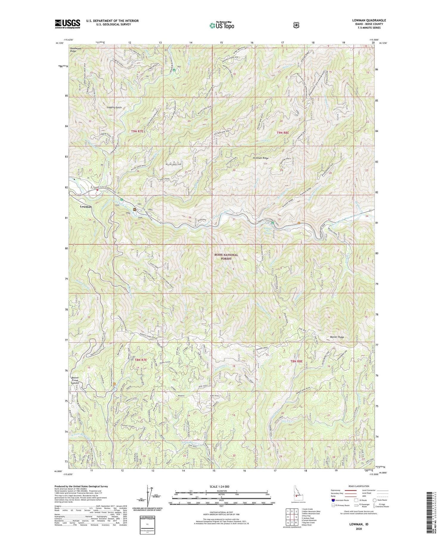 Lowman Idaho US Topo Map Image