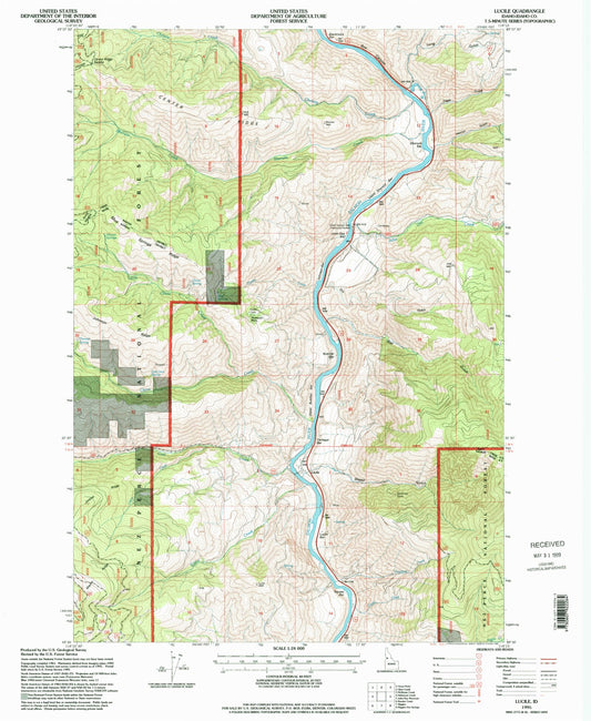 Classic USGS Lucile Idaho 7.5'x7.5' Topo Map Image