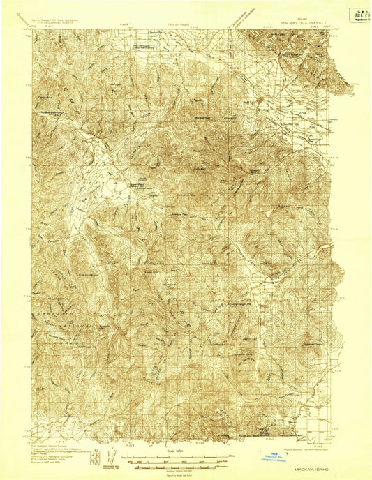 Historic 1935 MacKay Idaho 30'x30' Topo Map Image