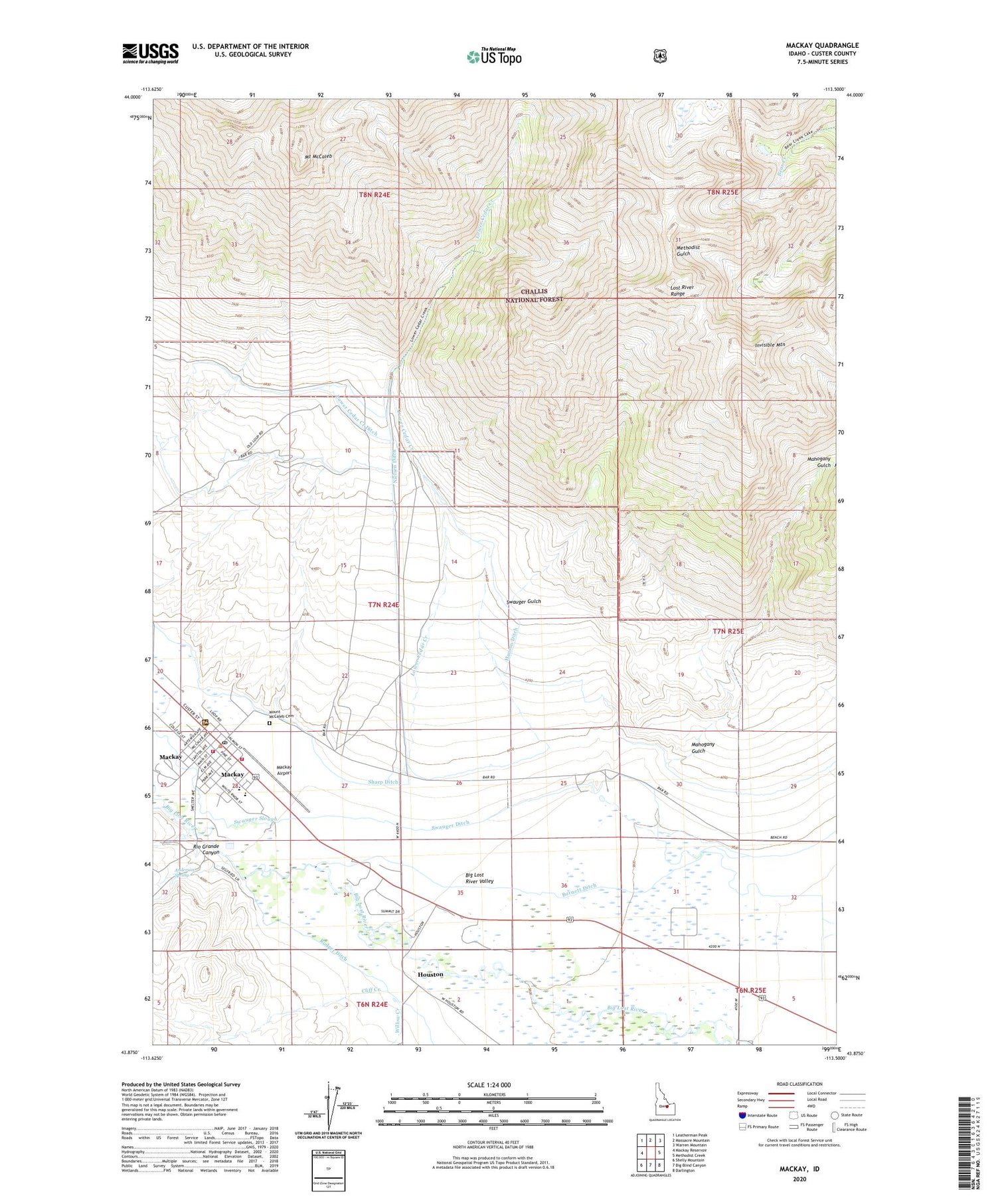 Mackay Idaho US Topo Map Image