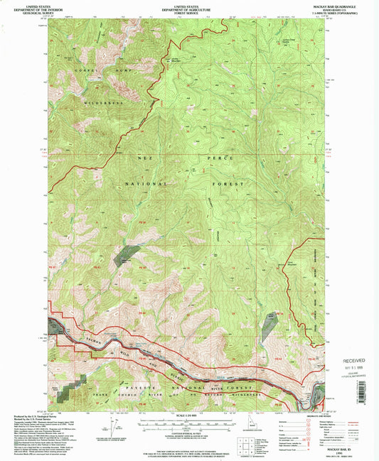 Classic USGS Mackay Bar Idaho 7.5'x7.5' Topo Map Image