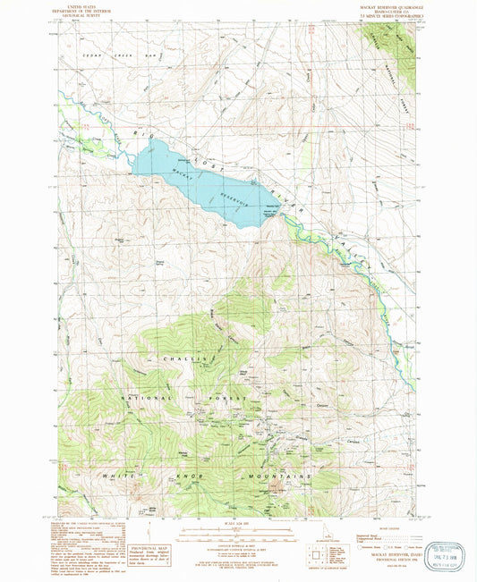 Classic USGS Mackay Reservoir Idaho 7.5'x7.5' Topo Map Image