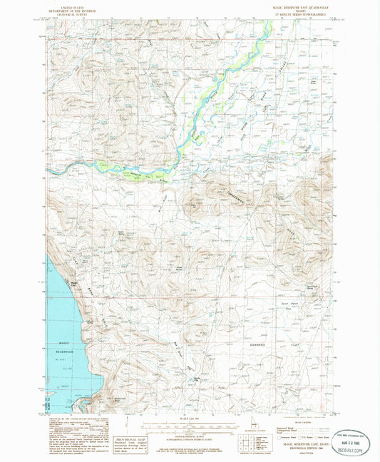 Classic USGS Magic Reservoir East Idaho 7.5'x7.5' Topo Map Image