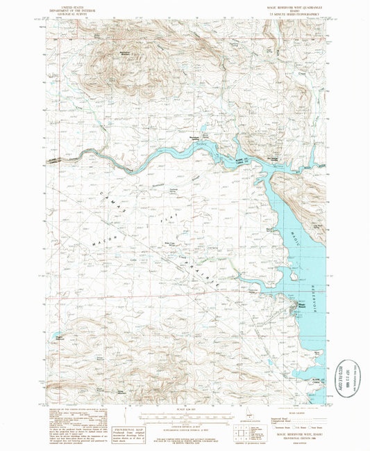 Classic USGS Magic Reservoir West Idaho 7.5'x7.5' Topo Map Image