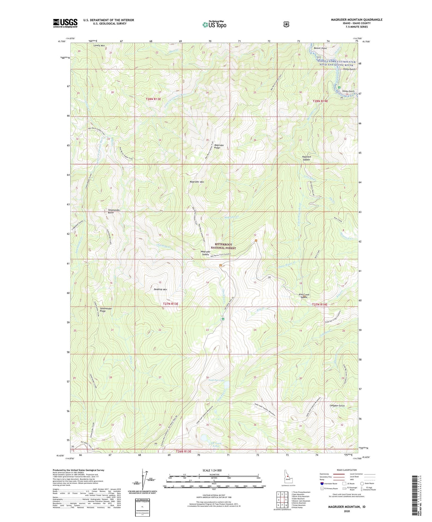 Magruder Mountain Idaho US Topo Map Image