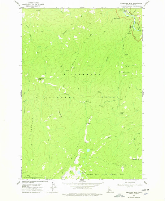 Classic USGS Magruder Mountain Idaho 7.5'x7.5' Topo Map Image