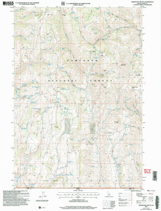 Classic USGS Mahogany Butte Idaho 7.5'x7.5' Topo Map Image