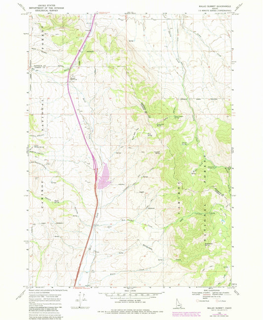 Classic USGS Malad Summit Idaho 7.5'x7.5' Topo Map Image