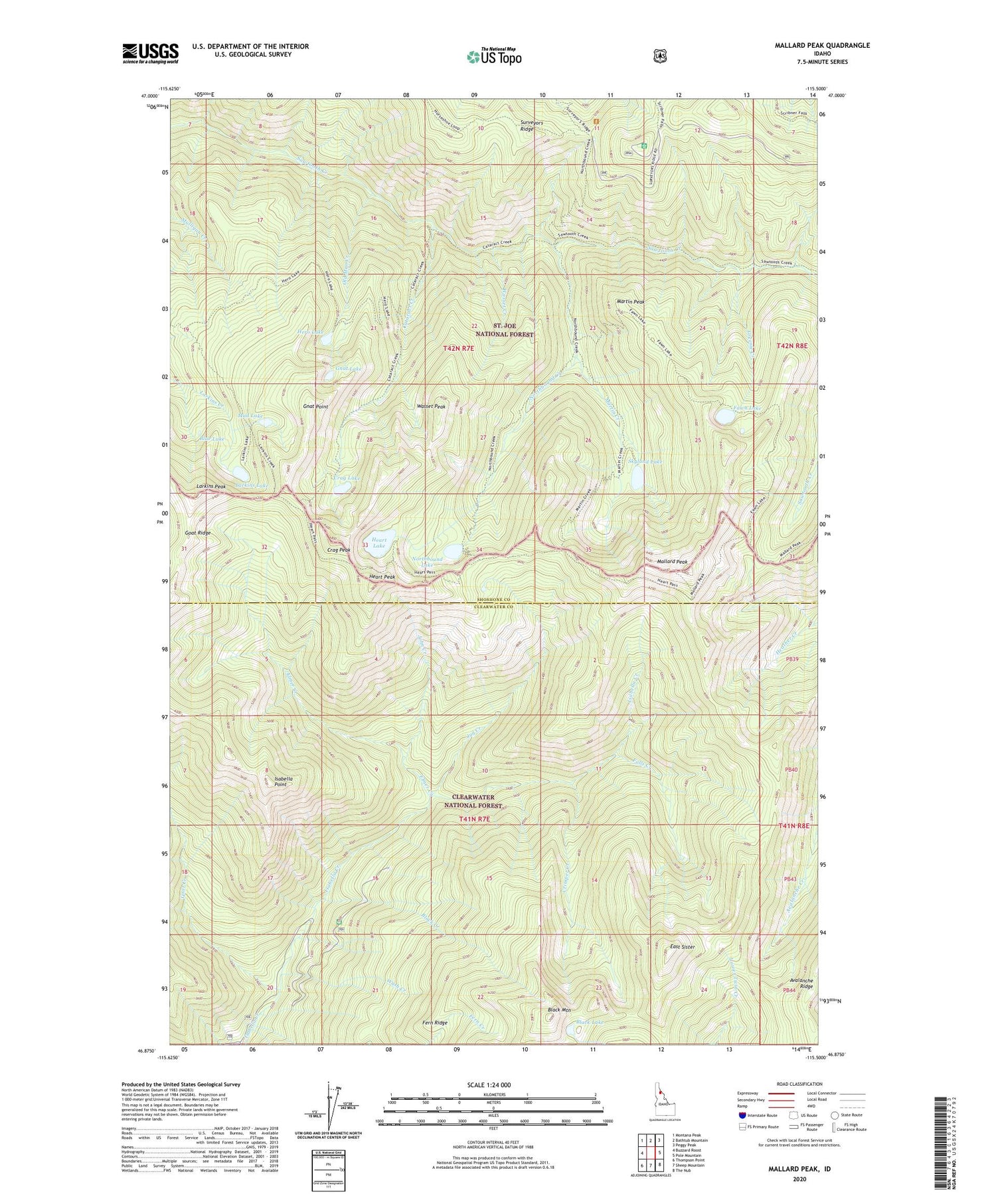 Mallard Peak Idaho US Topo Map Image