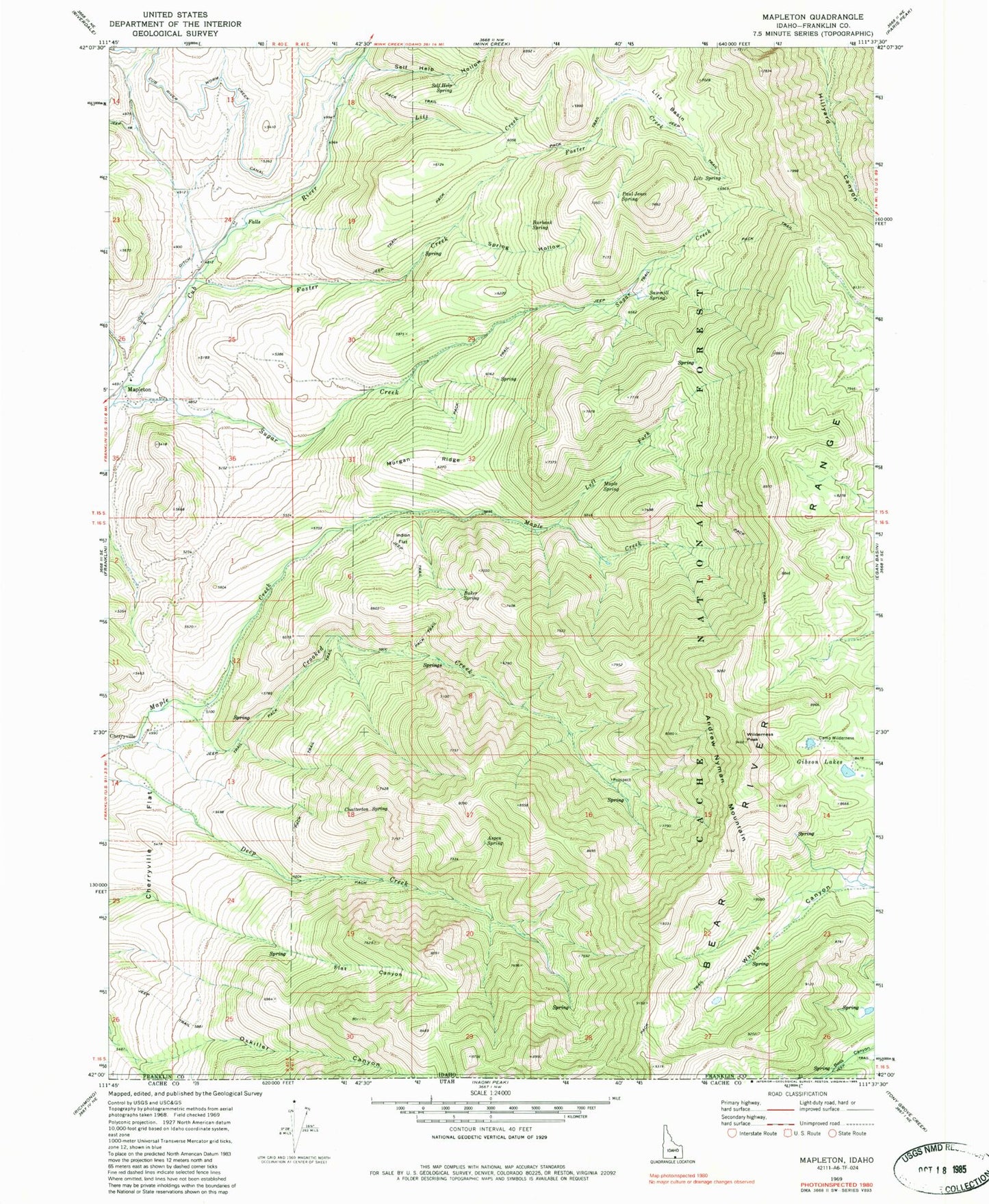 Classic USGS Mapleton Idaho 7.5'x7.5' Topo Map Image