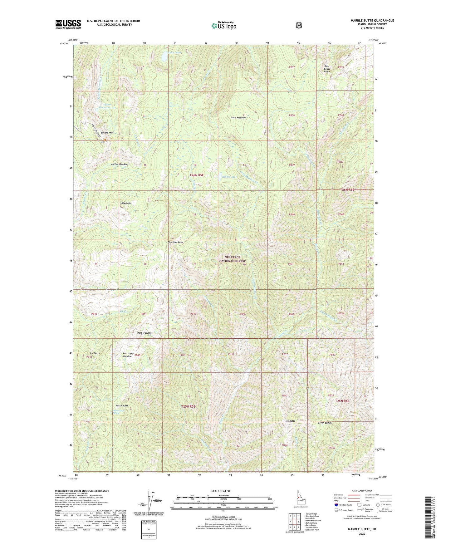 Marble Butte Idaho US Topo Map Image