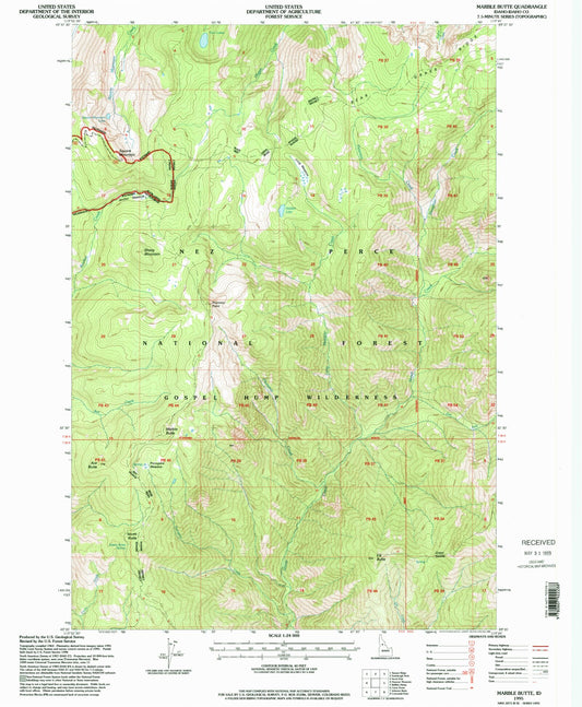 Classic USGS Marble Butte Idaho 7.5'x7.5' Topo Map Image
