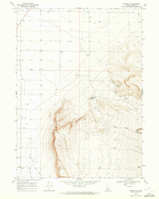 Classic USGS Marion SE Idaho 7.5'x7.5' Topo Map Image