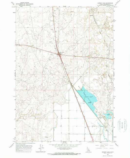 Classic USGS Market Lake Idaho 7.5'x7.5' Topo Map Image