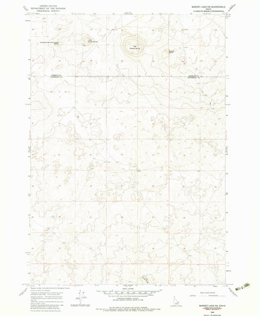 Classic USGS Market Lake NE Idaho 7.5'x7.5' Topo Map Image