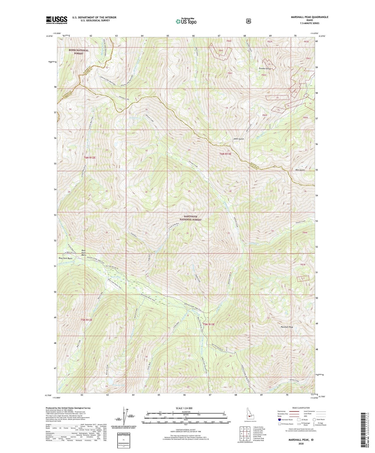 Marshall Peak Idaho US Topo Map Image