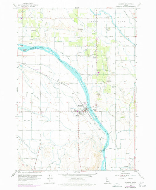 Classic USGS Marsing Idaho 7.5'x7.5' Topo Map Image